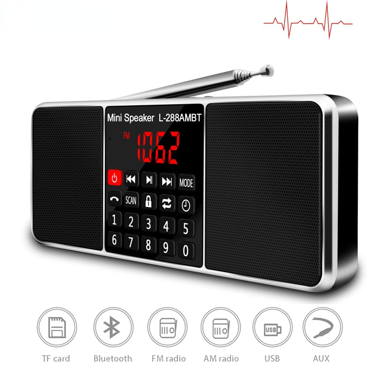 Radio Portable numérique AM FM haut-parleur Bluetooth lecteur MP3 stéréo TF carte SD clé USB appel mains libres haut-parleurs rechargeables