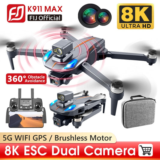 K911 MAX Drone 4K professionnel double caméra HD 5G WIFI GPS Dron 360 évitement d'obstacles moteur sans balai FPV RC quadrirotor