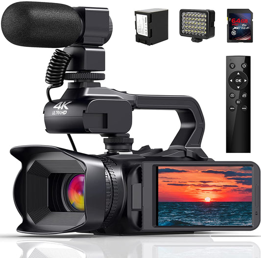 Caméra vidéo 4K caméscope 64MP 60FPS 18X Zoom numérique mise au point automatique Vlogging caméra vidéo WiFi pour caméscope YouTube en direct