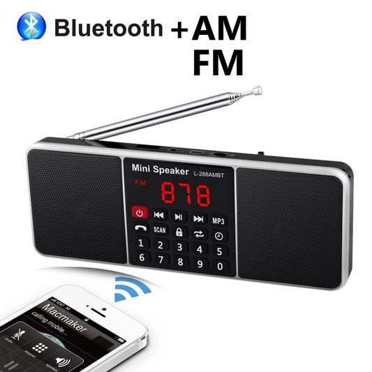 Radio Portable numérique AM FM haut-parleur Bluetooth lecteur MP3 stéréo TF carte SD clé USB appel mains libres haut-parleurs rechargeables