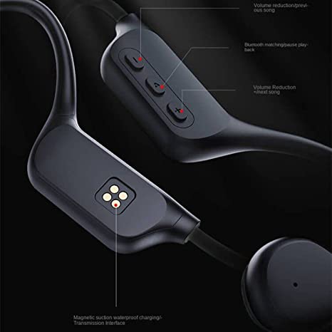 Dmnzoey Oreillette Bluetooth à Conduction Osseuse Oreillettes Ouvertes sans Fil 32G Écouteurs MP3 Convient pour la Natation et la Plongée et Autres Sports Sous-Marins Noir